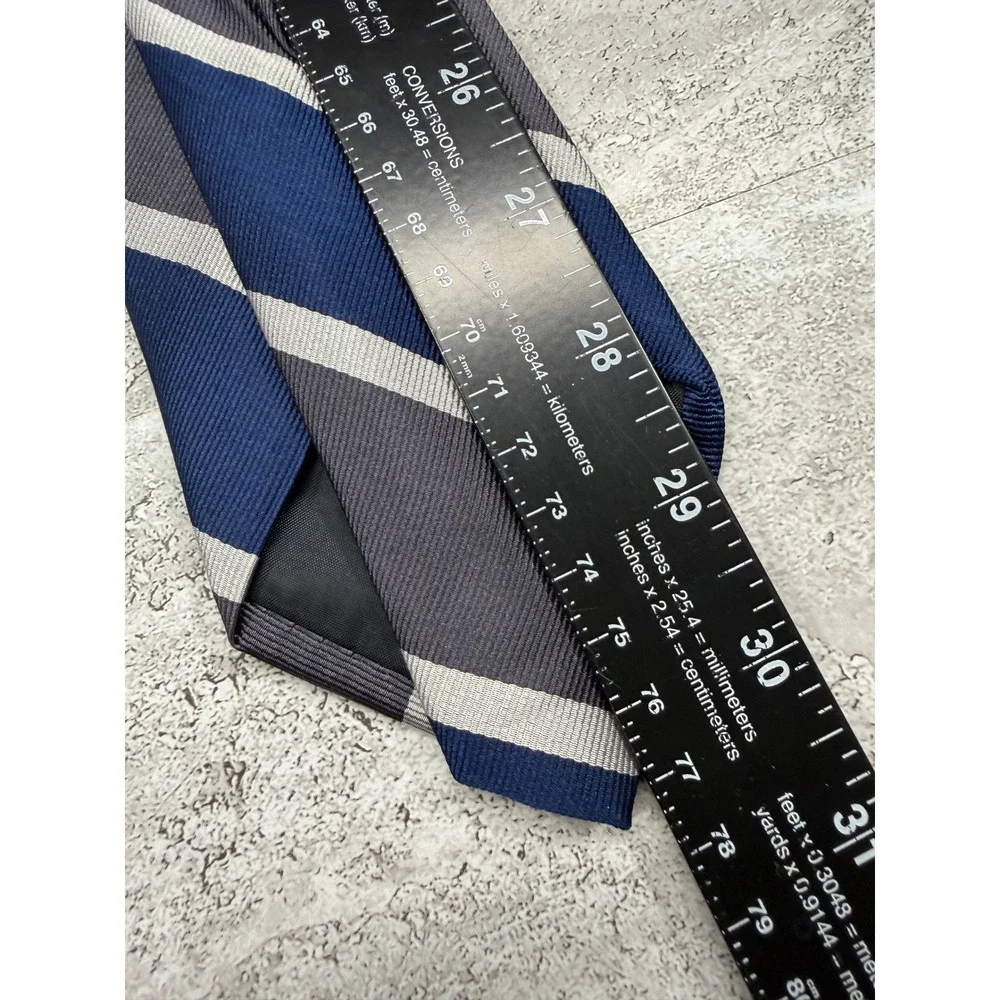 Stafford Necktie Men OS Blue Gray Striped Silk Woven Classic Formal Accessory